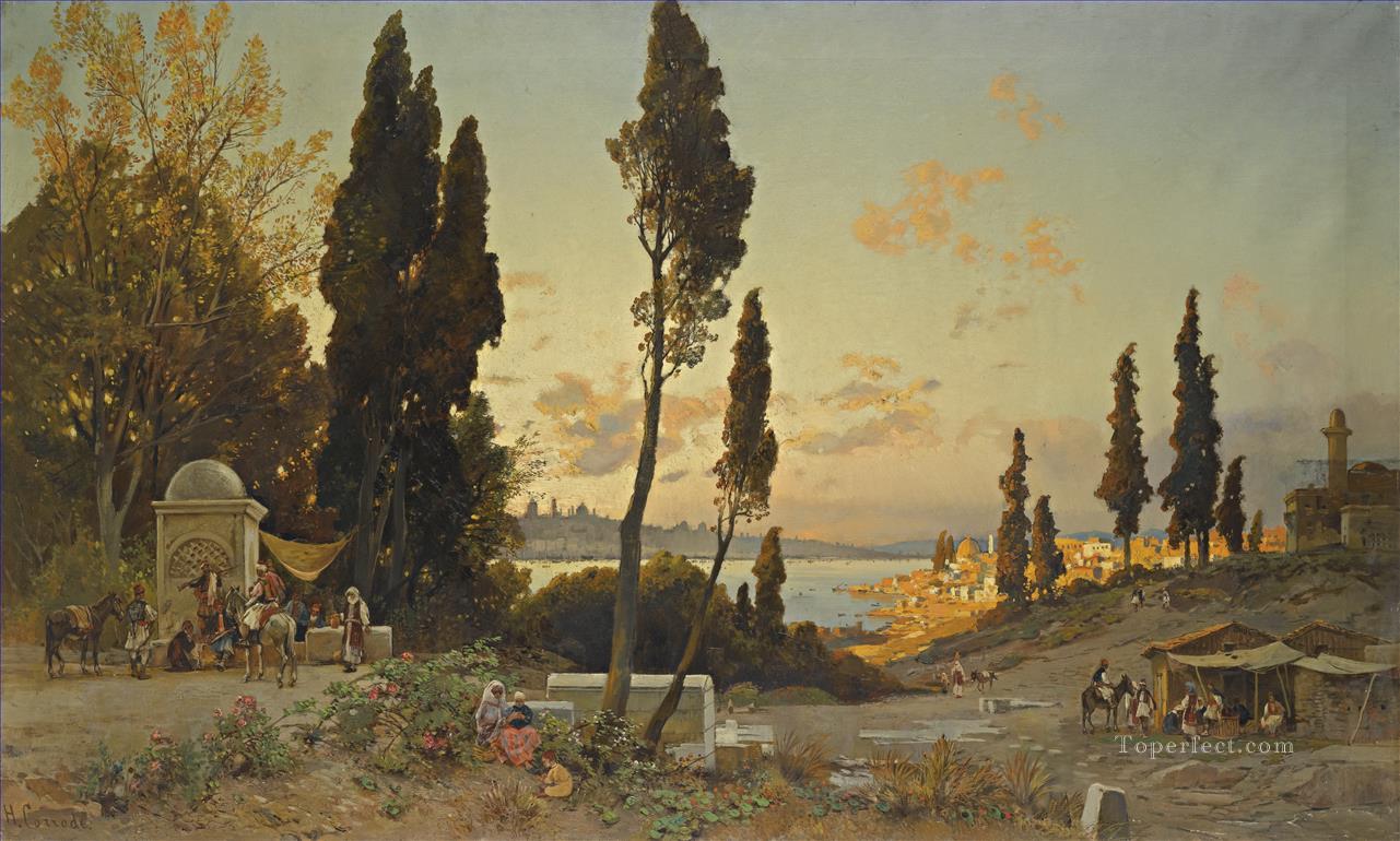 vista sul bosforo costantinopoli Hermann David Salomon Corrodi orientalist scenery Oil Paintings